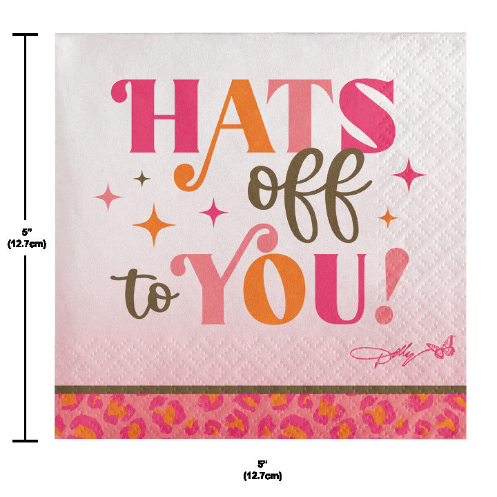Dolly Parton I Beg Your Parton "Hats Off to You" Paper Beverage Napkins (Case of 192) by Creative Converting