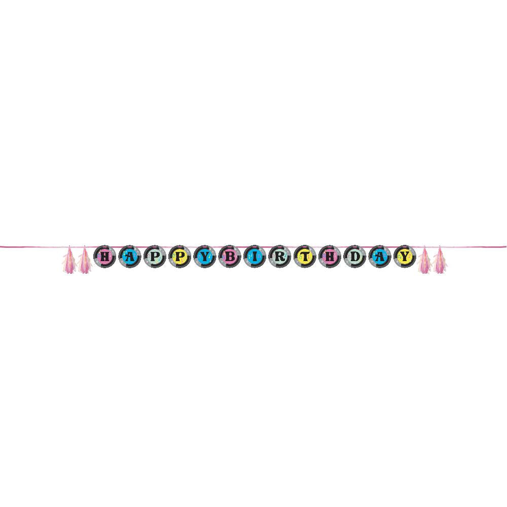 Birthday Beats Ribbon Banner Shaped w/ Tassels (1 per Pkg)