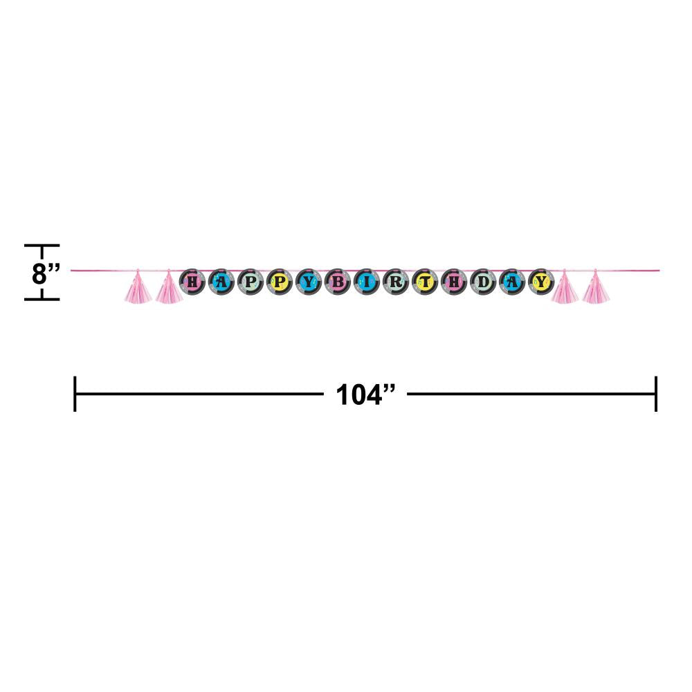 Birthday Beats Ribbon Banner Shaped w/ Tassels (1 per Pkg)