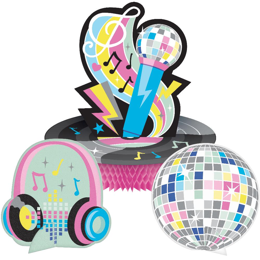 6 pc Bulk Birthday Beats Disco Party Honeycomb Centerpieces