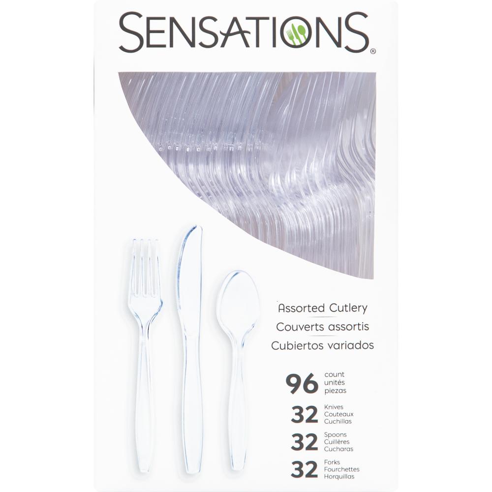 Clear 96ct Assorted Cutlery, Clear (96 per Pkg)