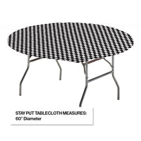 12ct Bulk Black Check Stay Put Round Table Covers