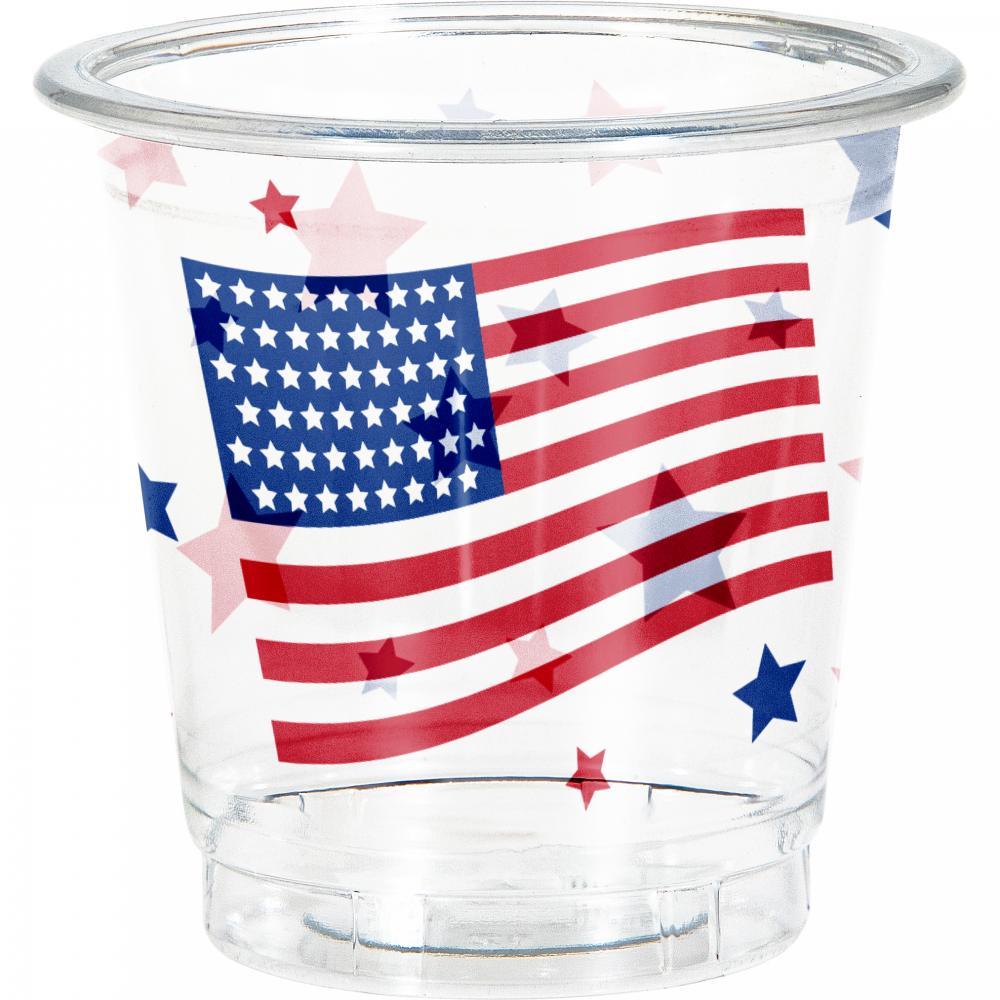 Patriotic 2 oz. Plastic Shot Glass (8/Pkg)