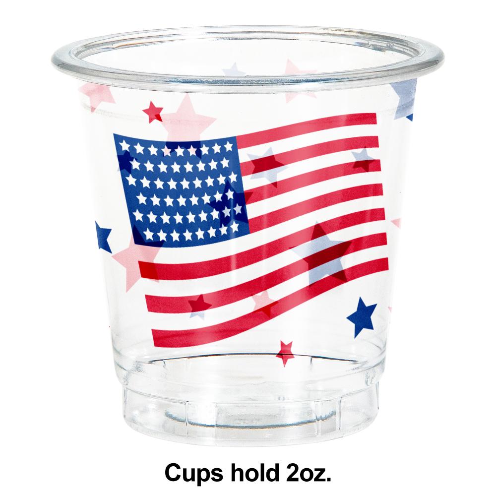 Patriotic 2 oz. Plastic Shot Glass (8/Pkg)