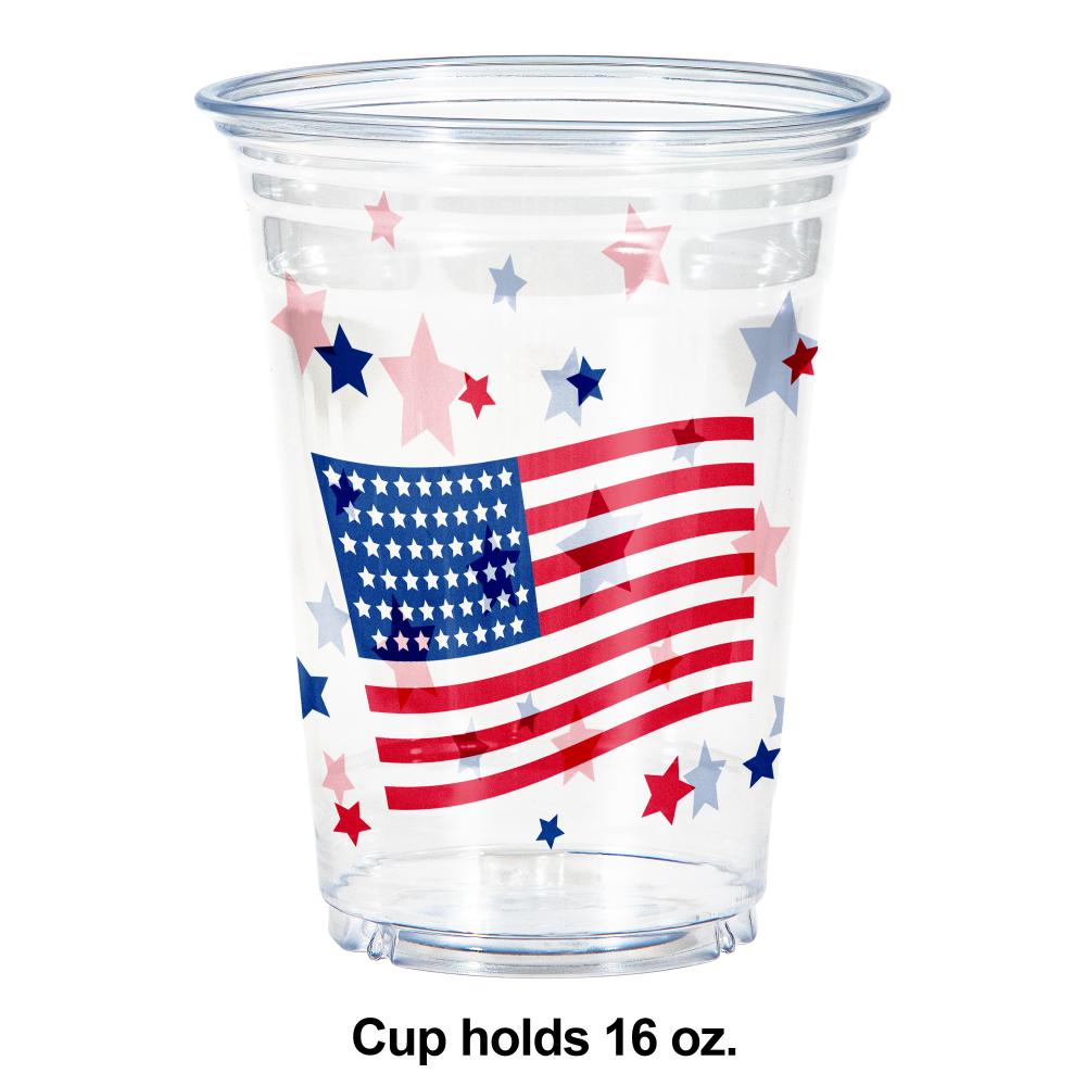 Patriotic Plastic 16 oz. Cup (8/Pkg)
