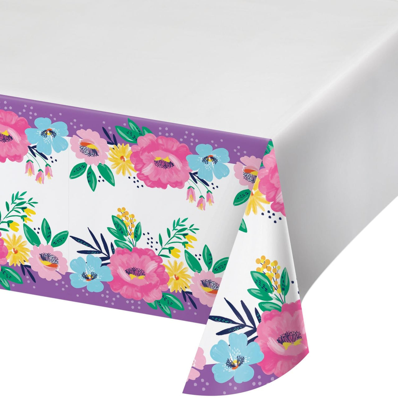 Easter Paper Tablecover Border Print, 54"x in a stylish Easter design, Fresh Florals Easter Paper Tablecover Border Print, 54"x 96" included.