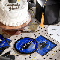 Stylish 6.75 inch dessert plates for graduation parties, includes 18/Pkg, enhances any decor.