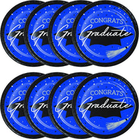 Stylish 6.75 inch dessert plates for graduation parties, includes 18/Pkg, enhances any decor.