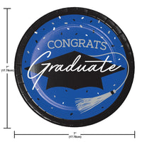 Stylish 6.75 inch dessert plates for graduation parties, includes 18/Pkg, enhances any decor.