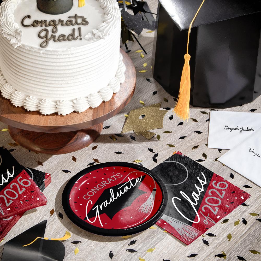 6.75 inch dessert plates designed for graduation celebrations, package of 18/Pkg.