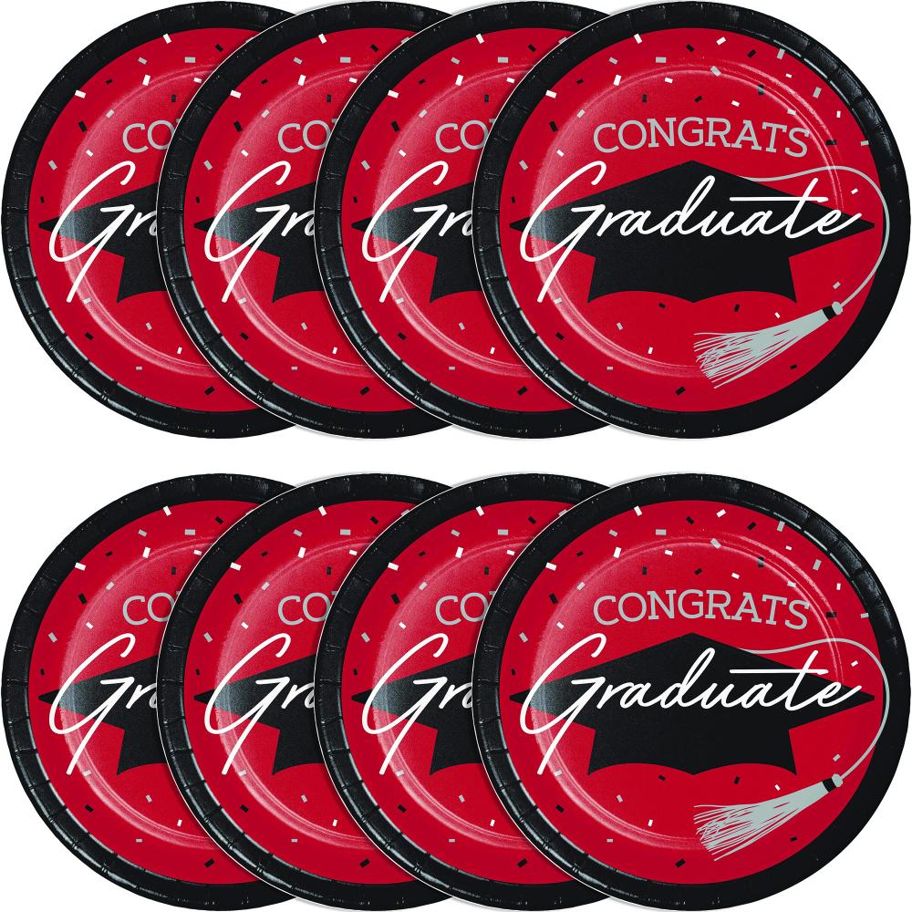 6.75 inch dessert plates designed for graduation celebrations, package of 18/Pkg.