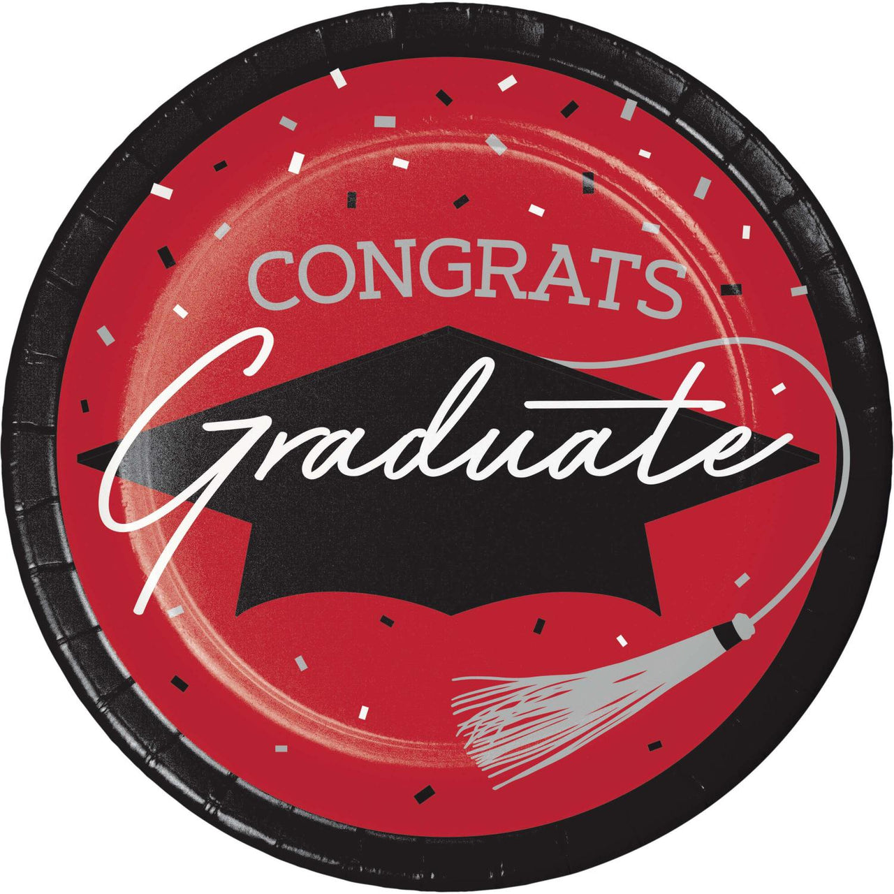 6.75 inch dessert plates designed for graduation celebrations, package of 18/Pkg.