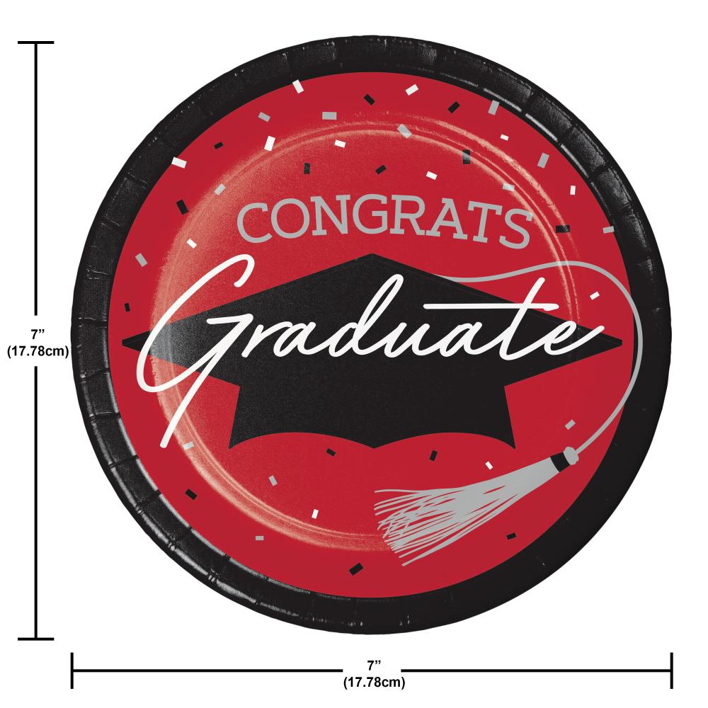 6.75 inch dessert plates designed for graduation celebrations, package of 18/Pkg.