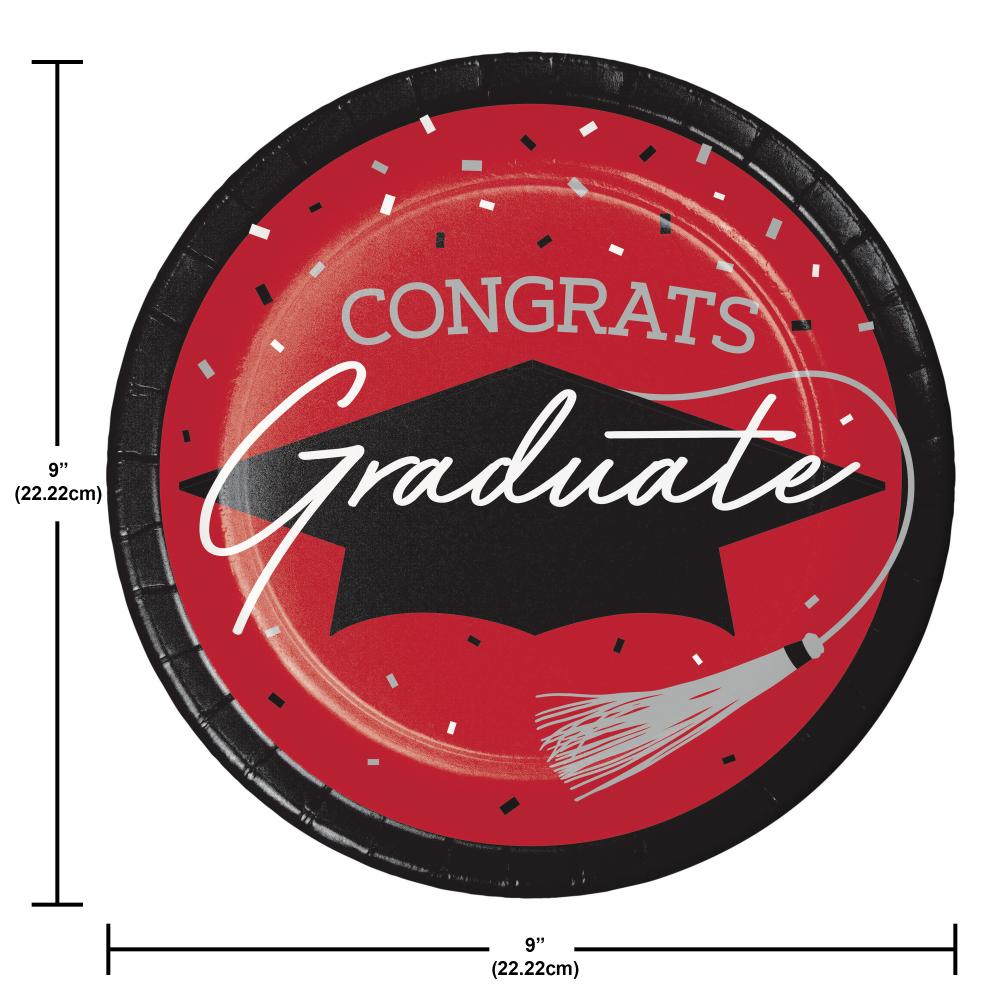 Stylish inch paper plates for graduation parties, includes 18/Pkg, enhances any decor.