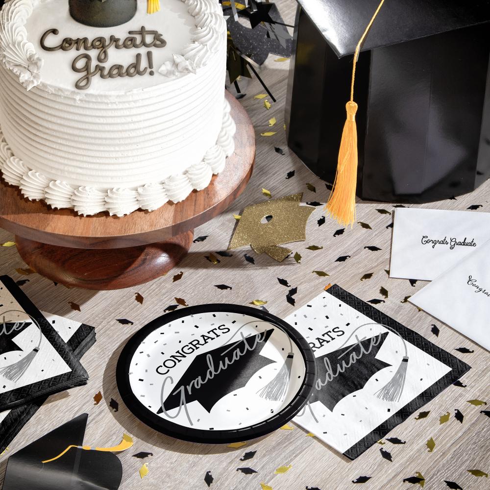 inch dessert plates designed for graduation celebrations, package of 18/Pkg.