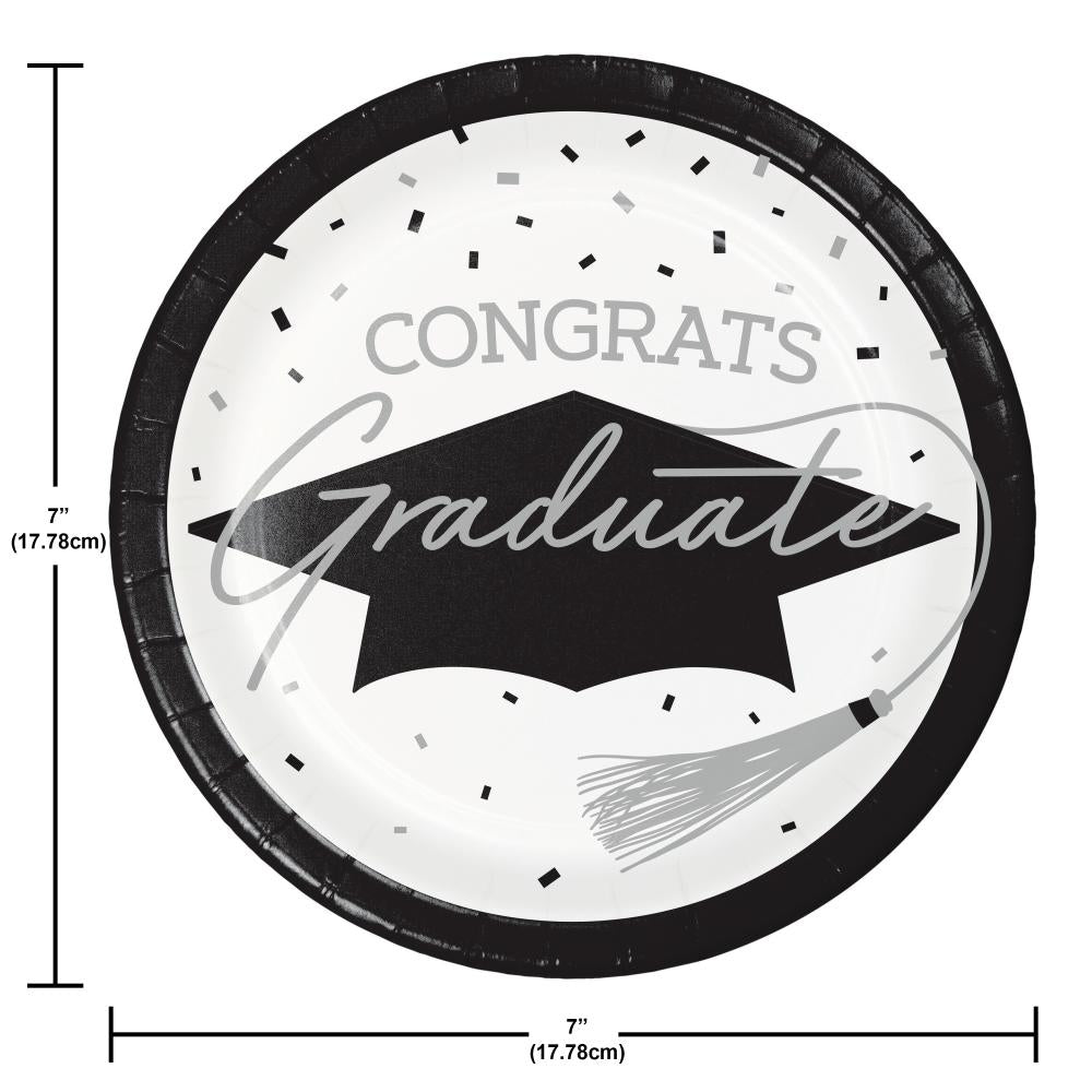 inch dessert plates designed for graduation celebrations, package of 18/Pkg.