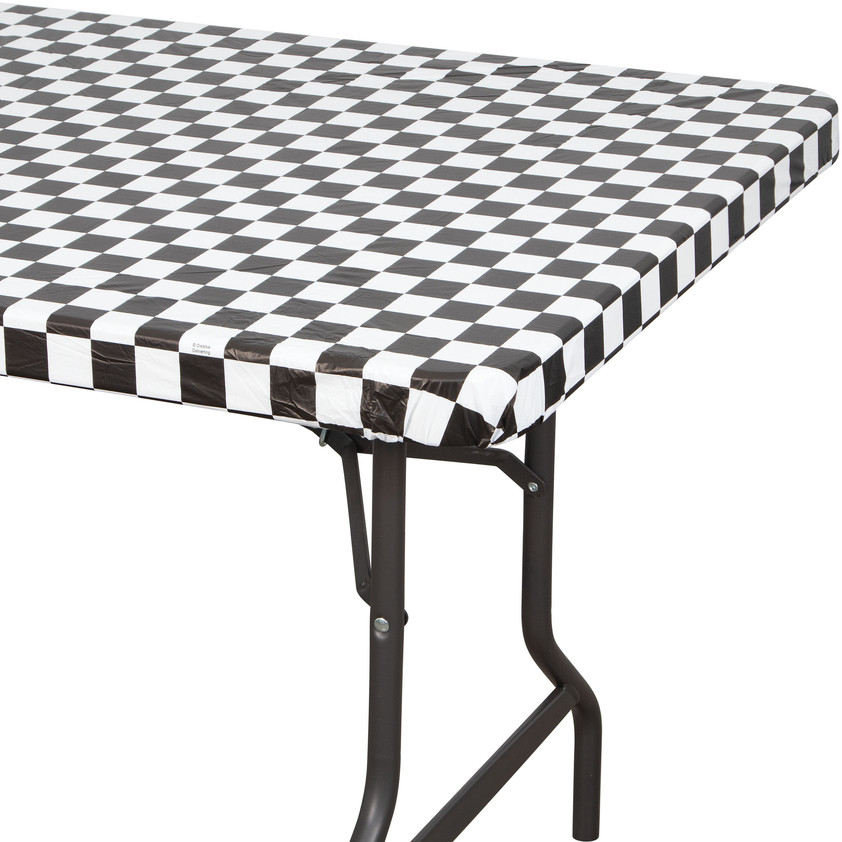 12 pc Bulk Black Check Stay Put 29" x 72" Table Covers