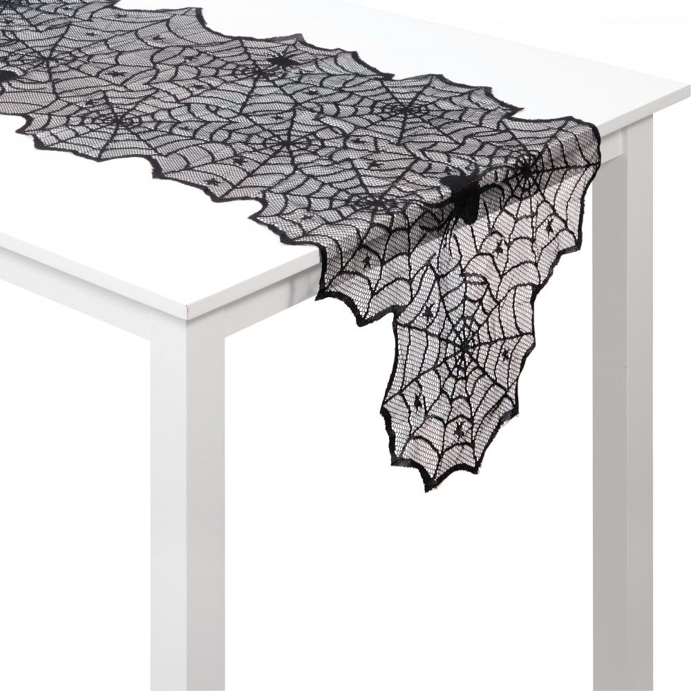 Halloween Black Lace Webs Table Runner (1/Pkg)