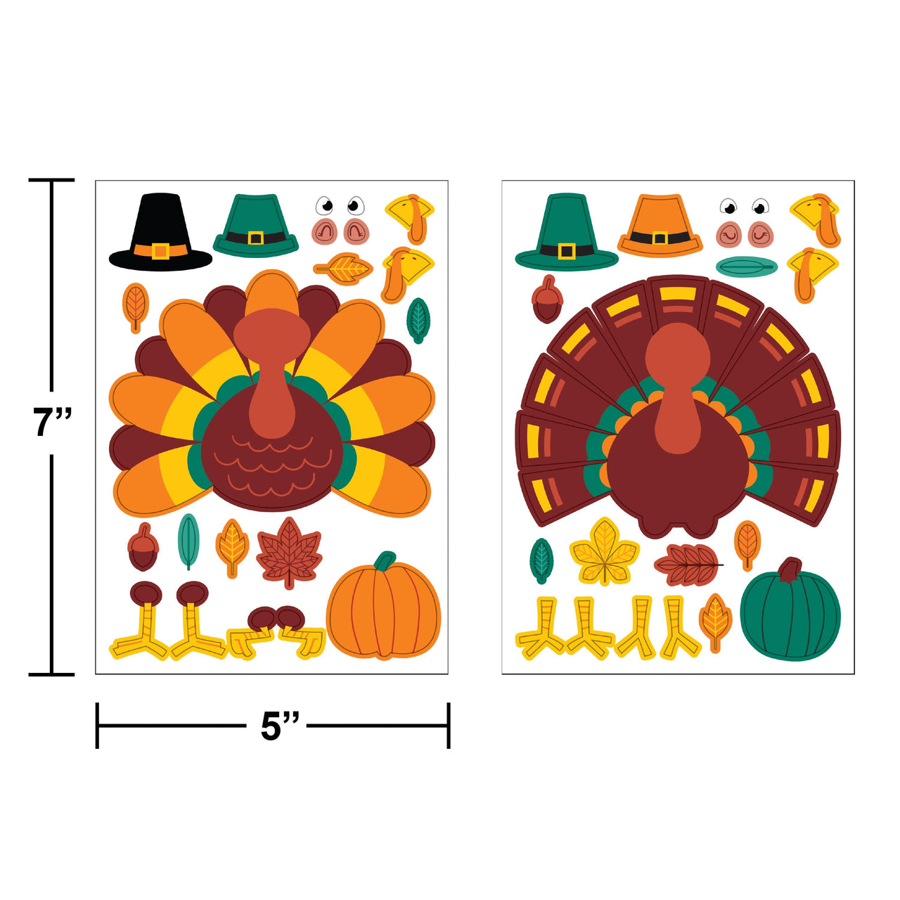 Thanksgiving Decor Turkey Stickers (8/Pkg)