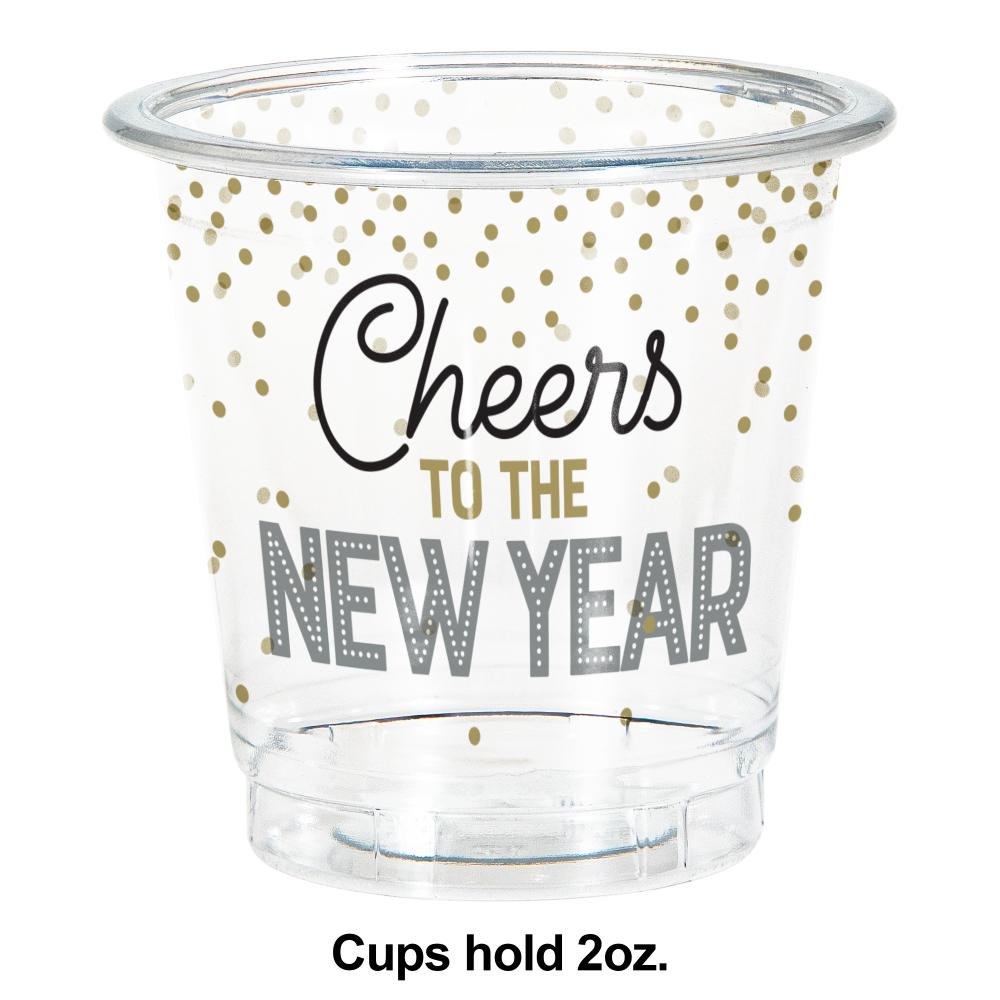 New Year's Eve 2 oz. Plastic Shot Glass (8/Pkg)
