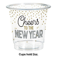 New Year's Eve 2 oz. Plastic Shot Glass (8/Pkg)