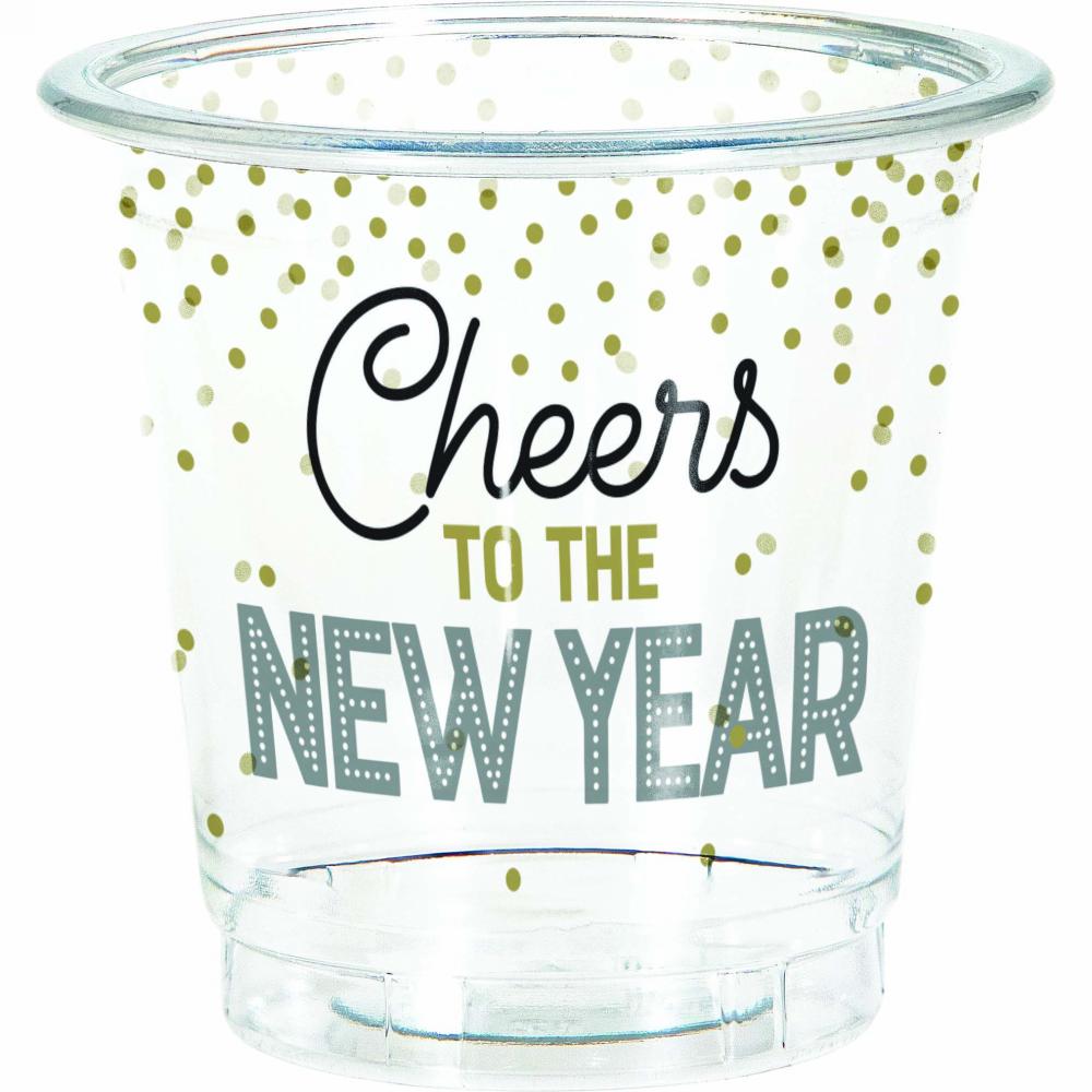 New Year's Eve 2 oz. Plastic Shot Glass (8/Pkg)