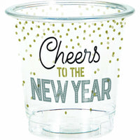 New Year's Eve 2 oz. Plastic Shot Glass (8/Pkg)