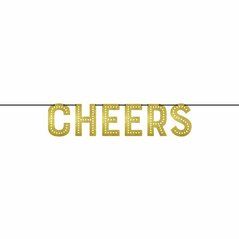 New Year's Cheer Shaped Banner with White Twine (1/Pkg)
