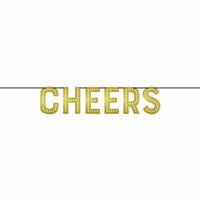 New Year's Cheer Shaped Banner with White Twine (1/Pkg)