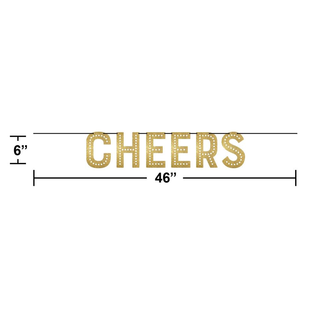 New Year's Cheer Shaped Banner with White Twine (1/Pkg)
