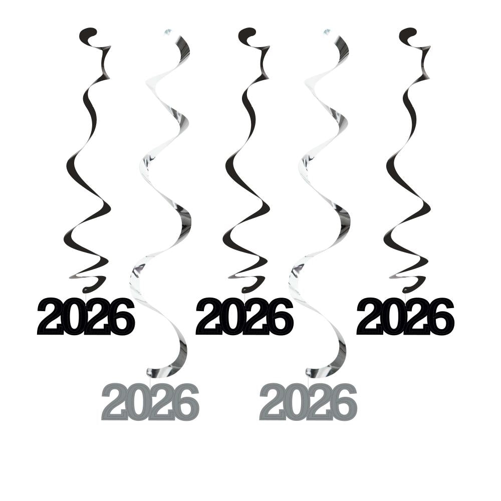2026 New Year Dizzy Danglers Black/Silver (5/Pkg)