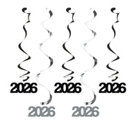 2026 New Year Dizzy Danglers Black/Silver (5/Pkg)
