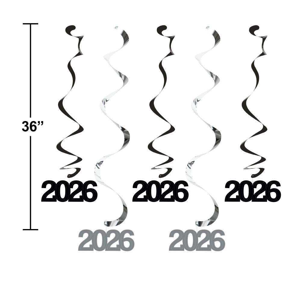 2026 New Year Dizzy Danglers Black/Silver (5/Pkg)