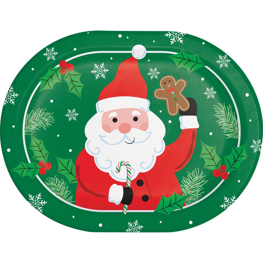 Christmas Cheer 12 inch Paper Oval Platter (8/Pkg)