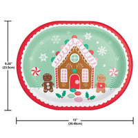 Holiday Sweets 12 inch Paper Oval Platter (8/Pkg)