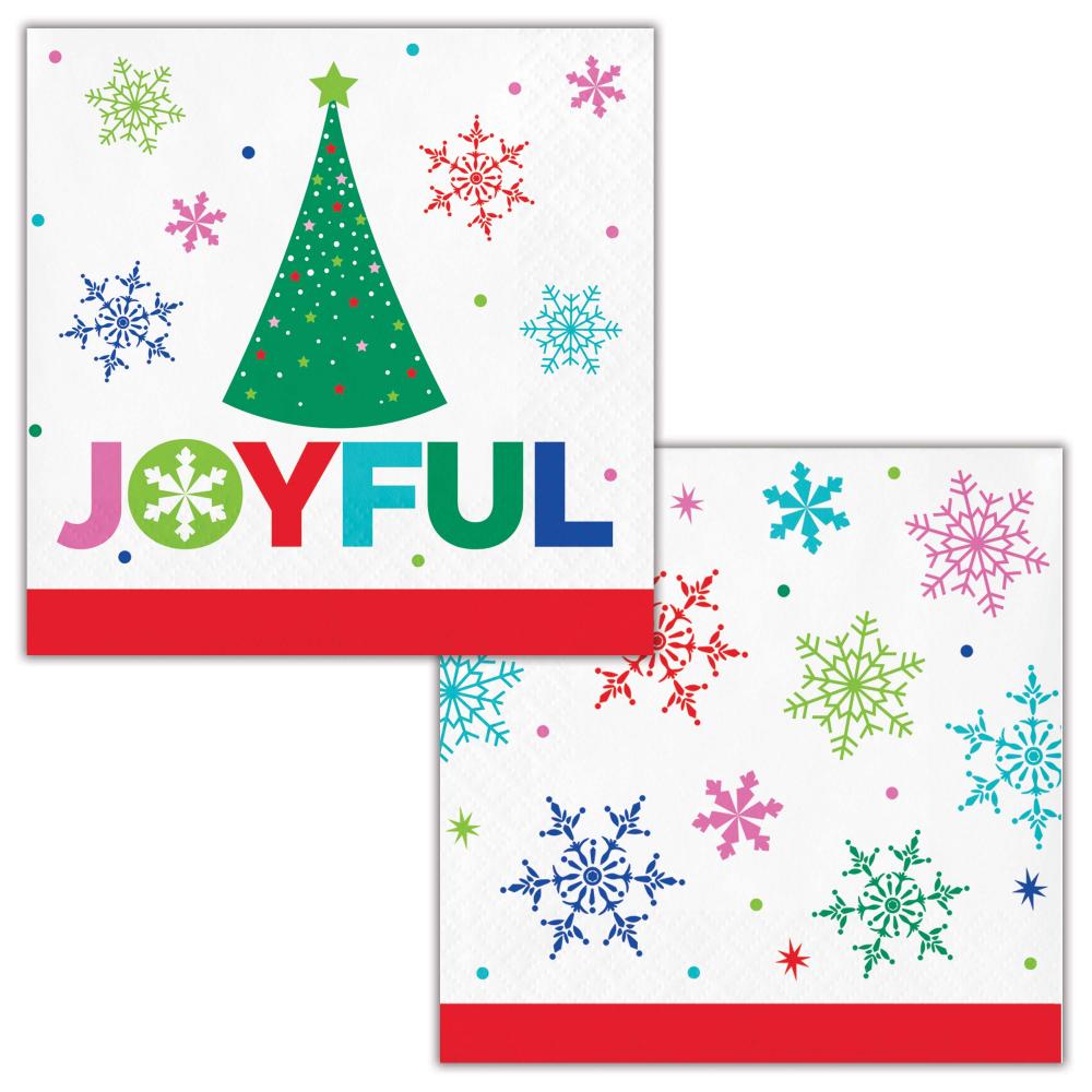 Joyful and Jolly 2-Ply Paper Beverage Napkin (16/Pkg)