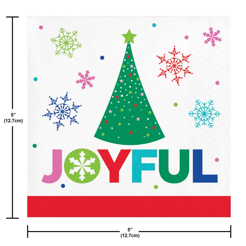 Joyful and Jolly 2-Ply Paper Beverage Napkin (16/Pkg)