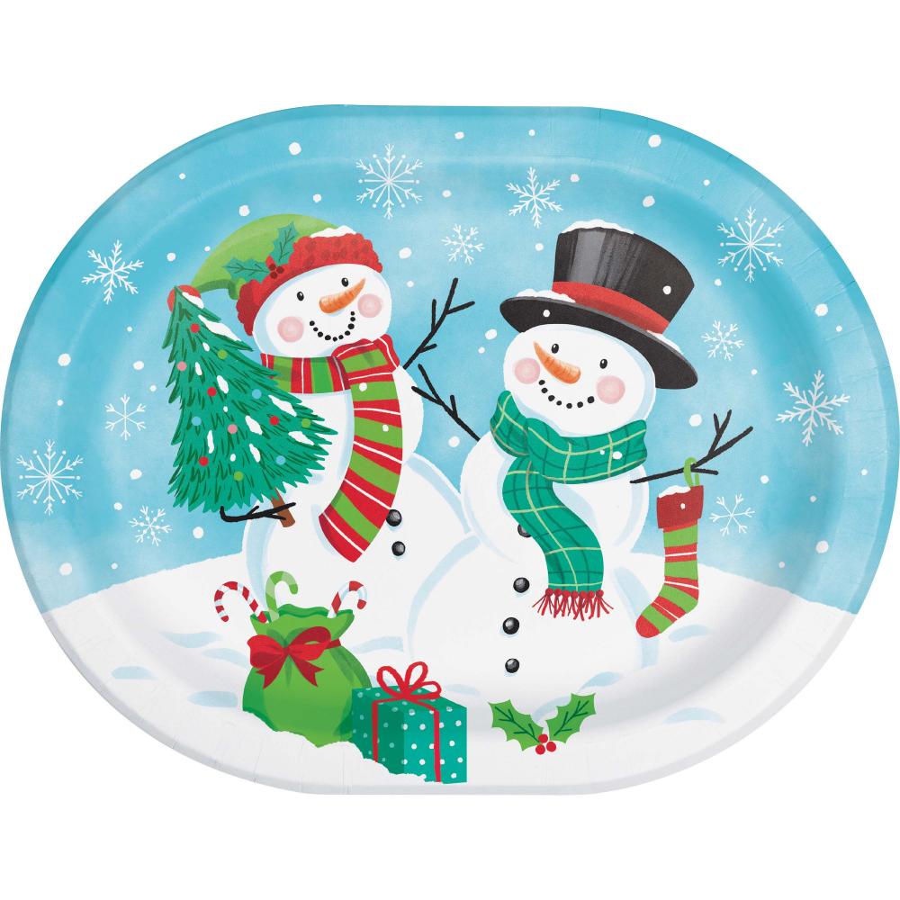 Frosty Friends 12 inch Paper Oval Platter (8/Pkg)