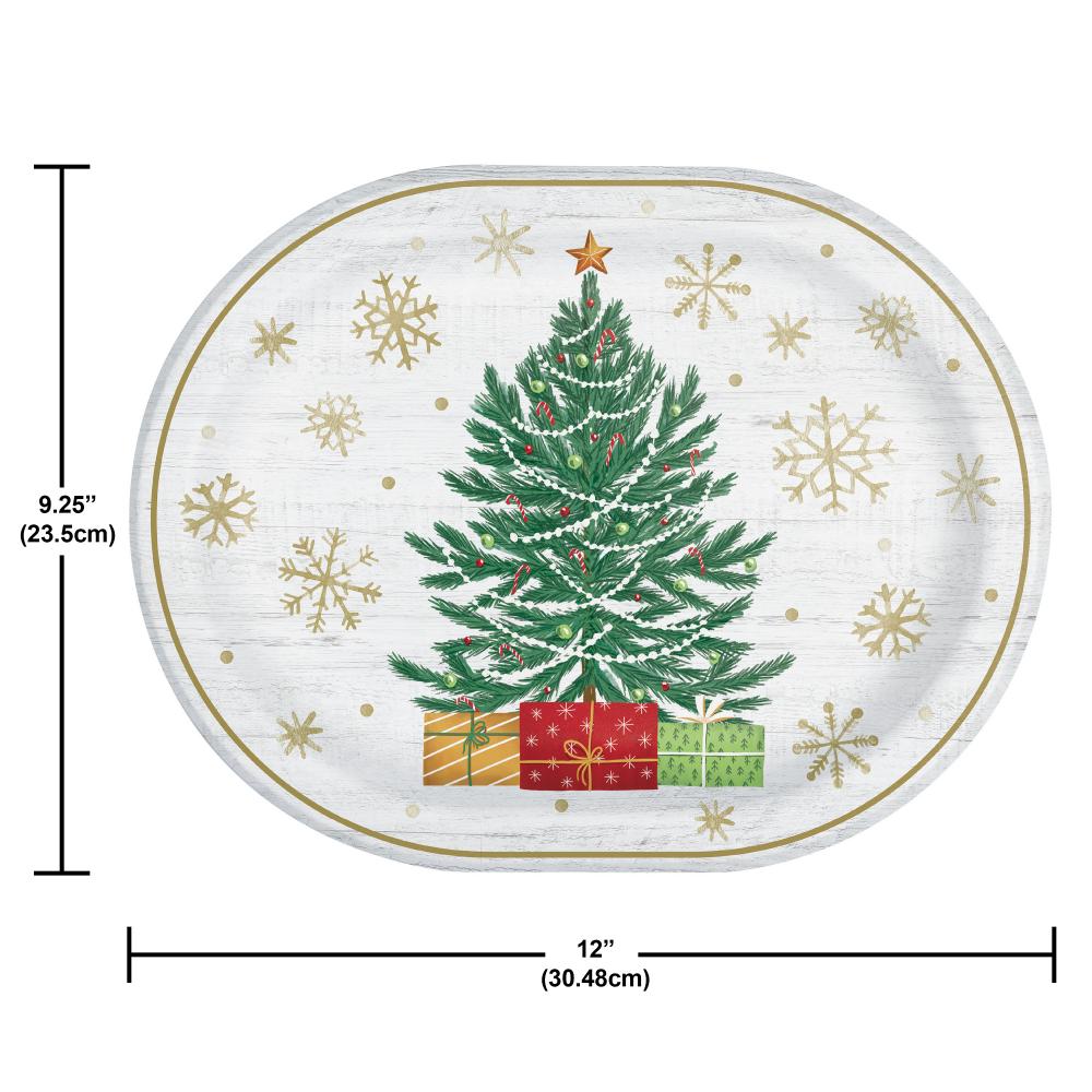 Timeless Tree 12 inch Paper Oval Platter (8/Pkg)