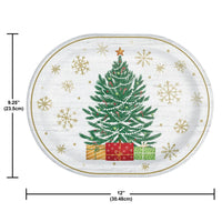 Timeless Tree 12 inch Paper Oval Platter (8/Pkg)