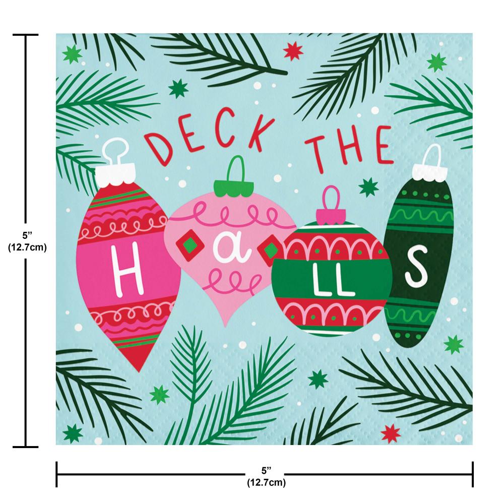 Holiday Frills Deck the Halls 2-Ply Paper Beverage Napkin (16/Pkg)