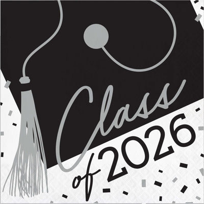 Class of 2026 White Graduation Luncheon Napkins (36/Pkg)