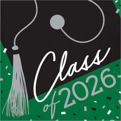 Class of 2026 Green Graduation Luncheon Napkins (36/Pkg)