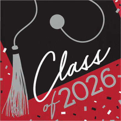 Class of 2026 Red Graduation Luncheon Napkins (36/Pkg)