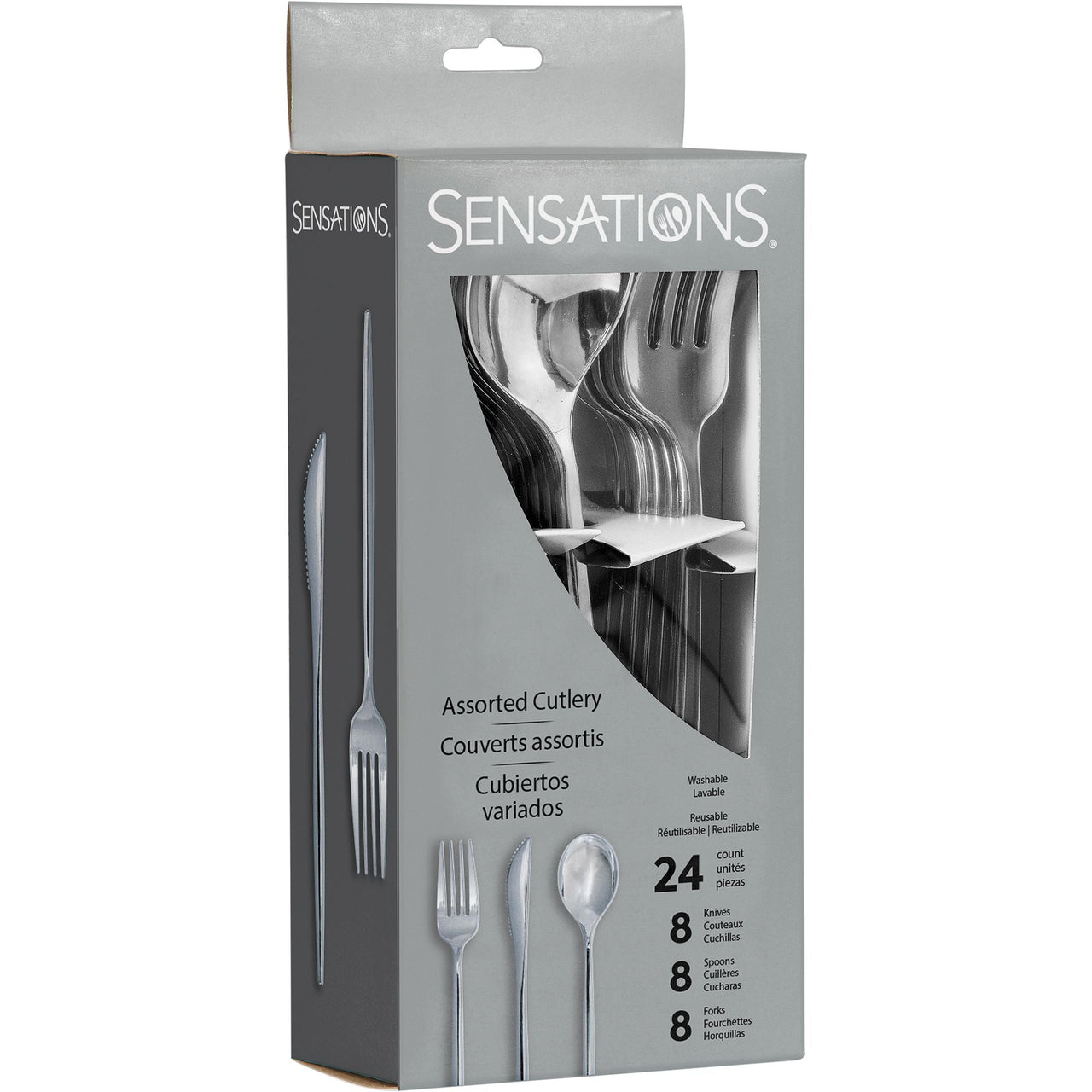 Silver Assorted Plastic Cutlery (24/Pkg)