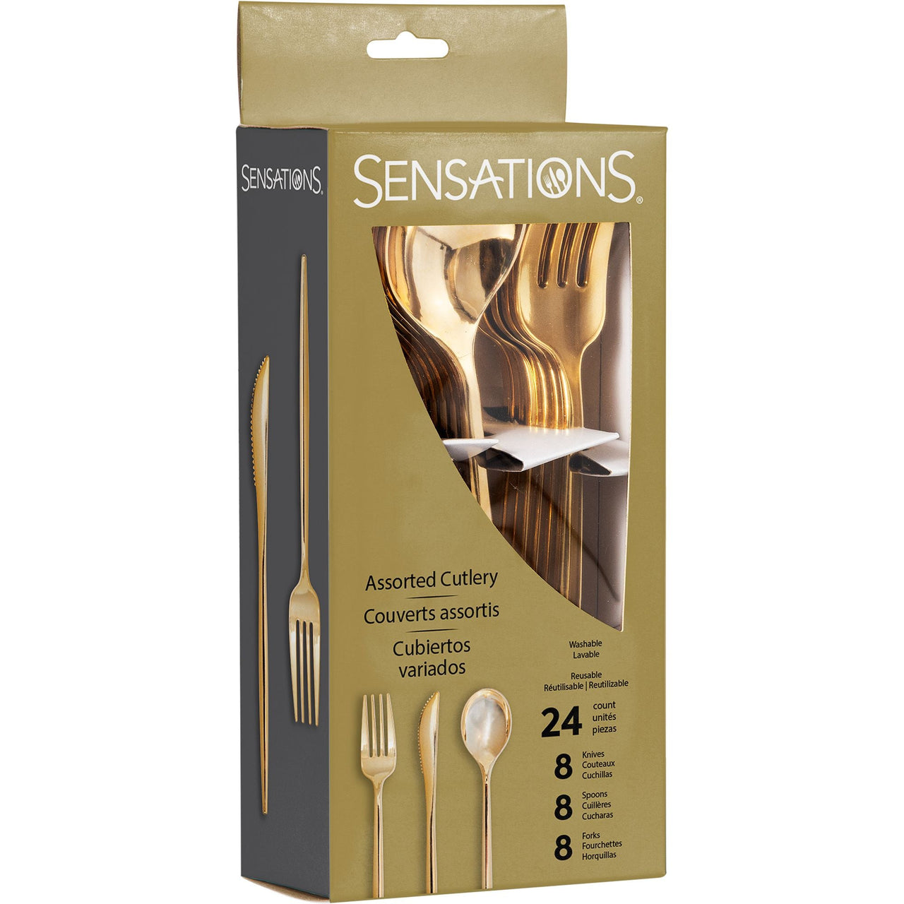 Gold Assorted Plastic Cutlery (24/Pkg)