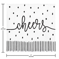 Modern Monochrome Beverage Napkins (24/Pkg)