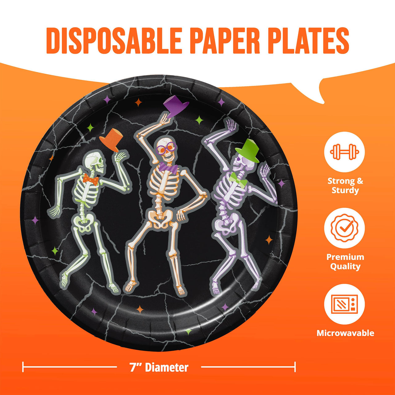 Radiant Reaper Dancing Skeletons Luncheon Plates 7" (8/Pkg)