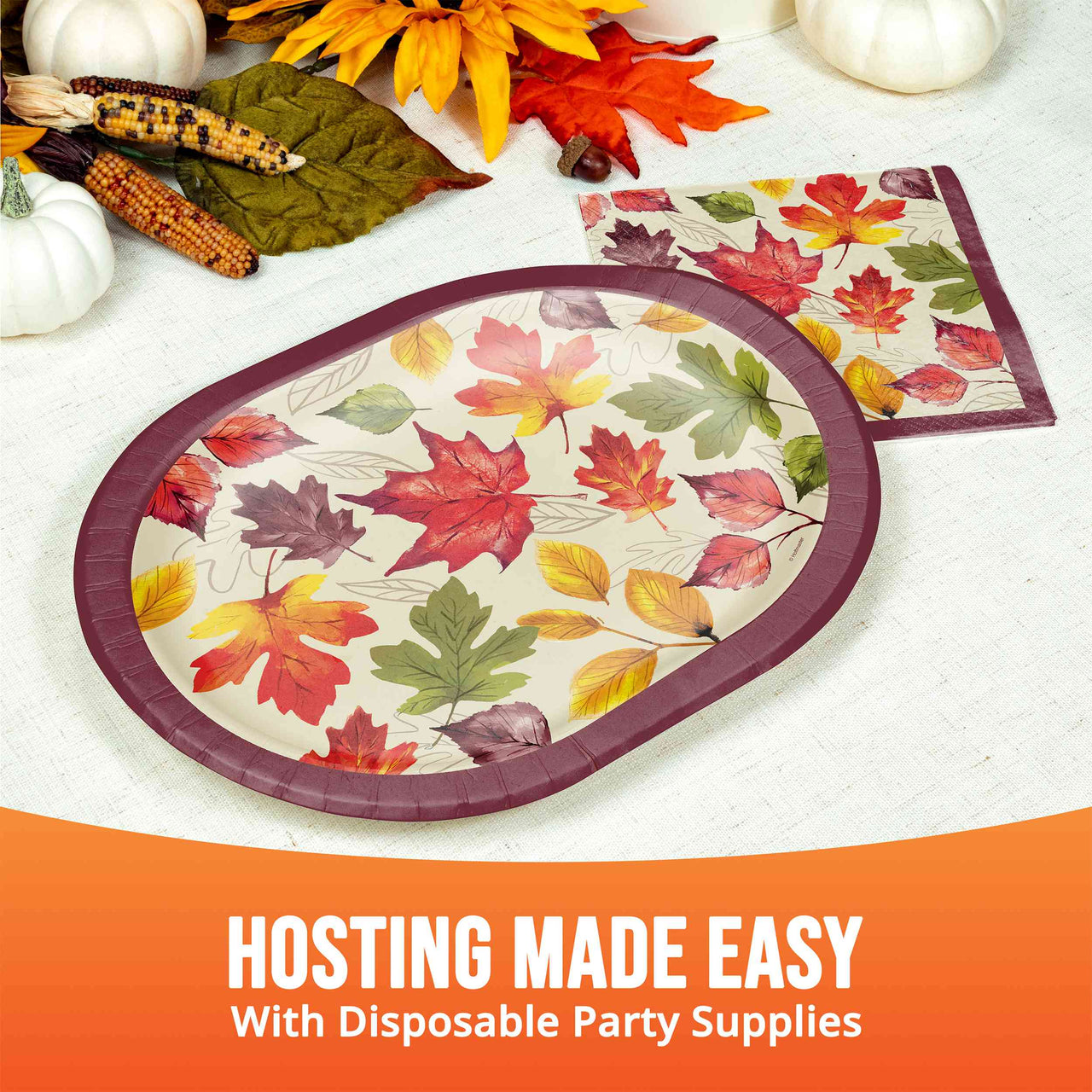 Falling Foliage Oval Platters 12" (8/Pkg)