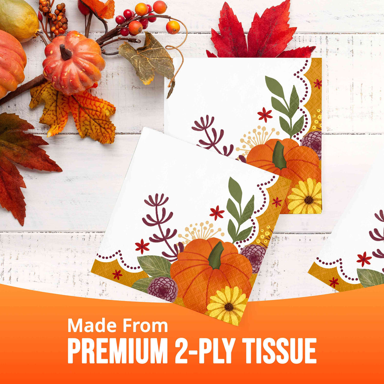 Petals and Pumpkins Beverage Napkins (16/Pkg)
